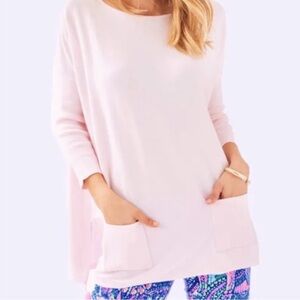 LILLY PULITZER ELBA SWEATER in PINK PARADISE TINT Medium Dolman Sleeve Tassels